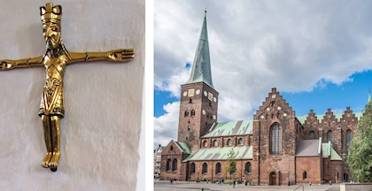 Åby krucifiks fra Vor Frue Kirke i Aarhus og Aarhus Domkirke.