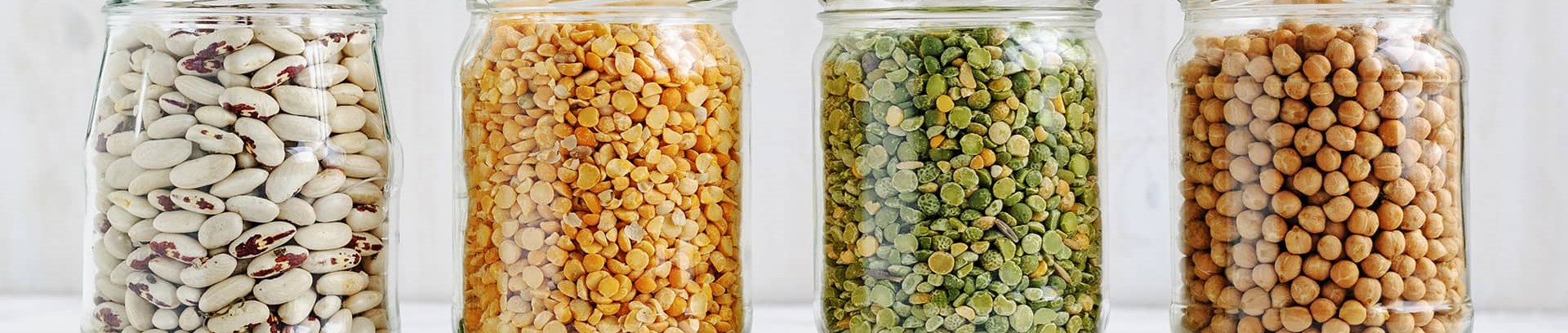 Krukker med bælgfrugter, bønner, linser, kikærter, madkursus i FOF Aarhus
