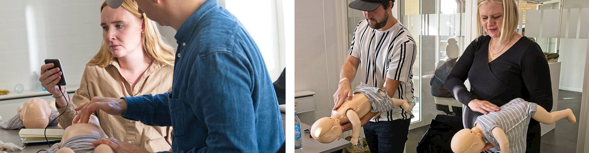 Førstehjælpskursus til babyer ved FOF Aarhus, underviser Bente Dyhrberg.