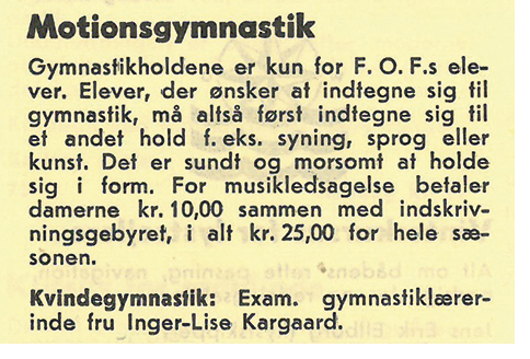 Billede af tekst som beskriver kursus i motionsgymnastik 