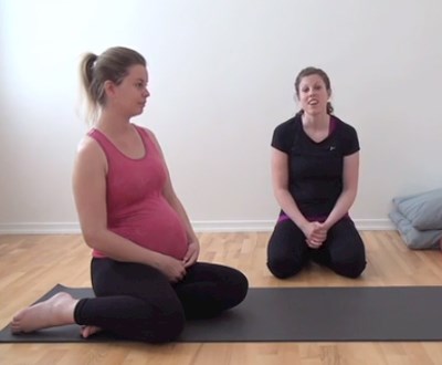Billede fra træning af lænd, førfødsel træningsvideo