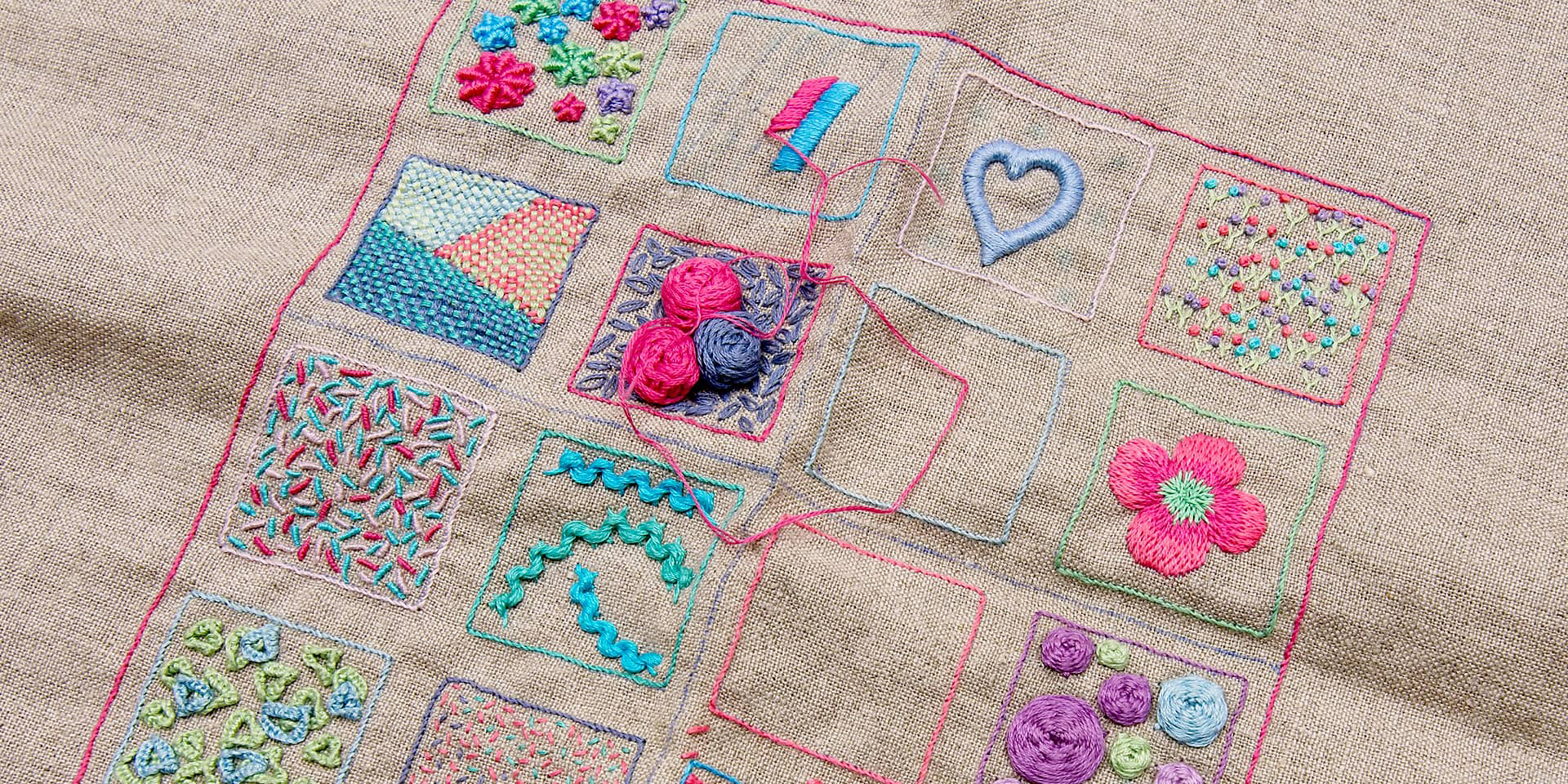 Broderiknuder af underviser i broderi Tine Kanne, FOF Aarhus