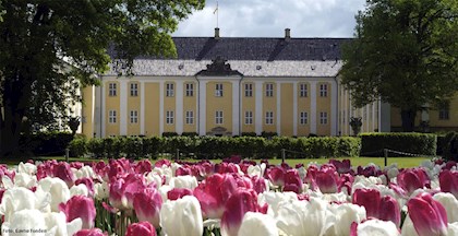 Gavnø Slot med tulipaner, tur med FOF Aarhus. Foto: Gavnø Fonden