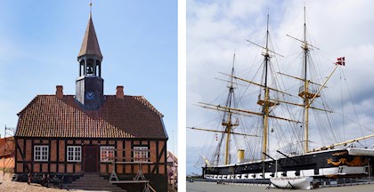 Ebeltoft Rådhus og Fregatten Jylland