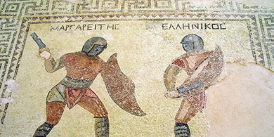 Fragmentet af gamle mosaik i Kourion , Cypern. Historiske sprog FOF Aarhus.