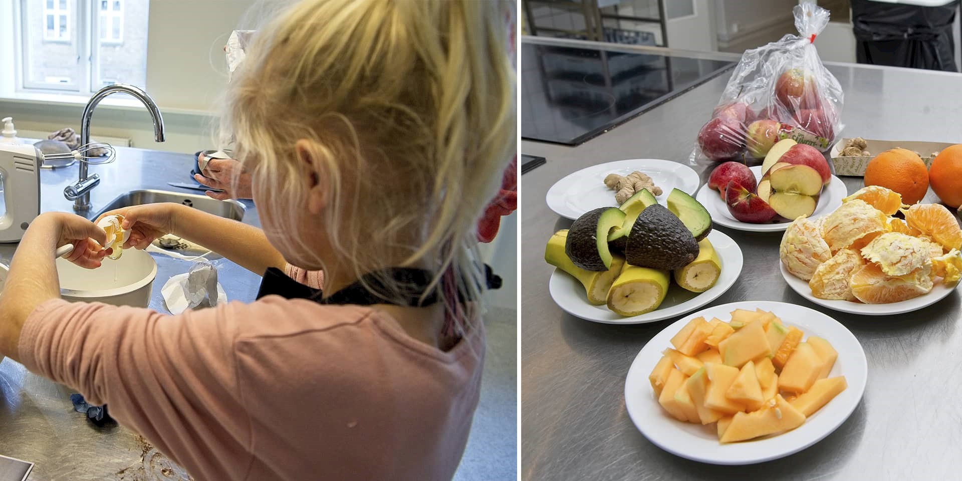 Barn laver mad i FOF Aarhus' køkken til madpakkekursus
