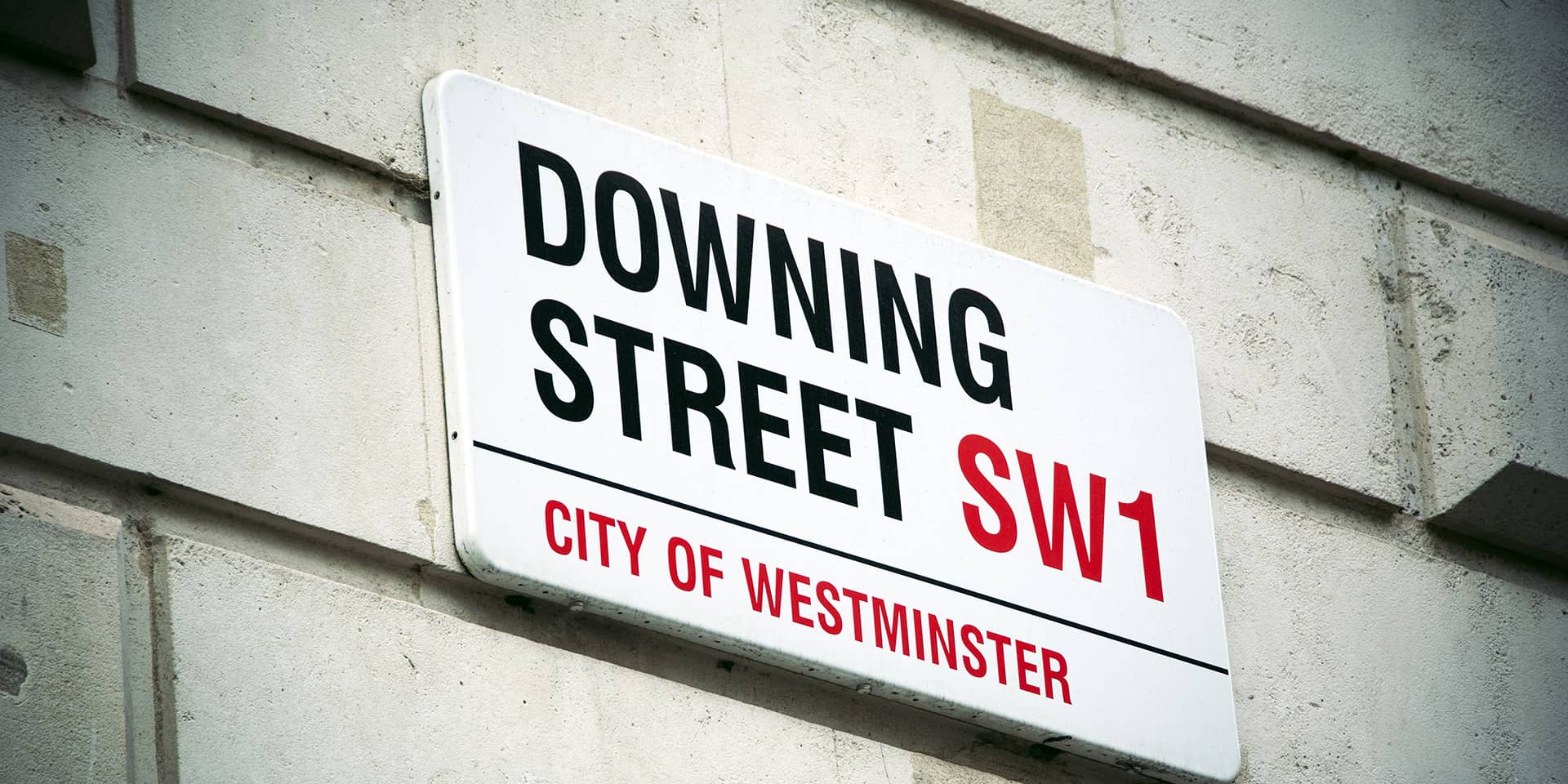Billede af gadeskilt i London, Downing Street