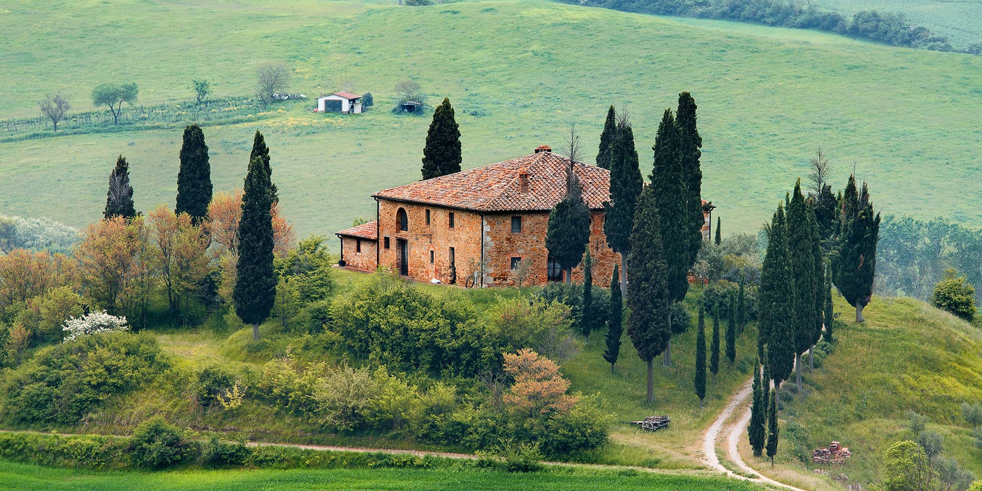 Billede af italiensk landskab i Toscana