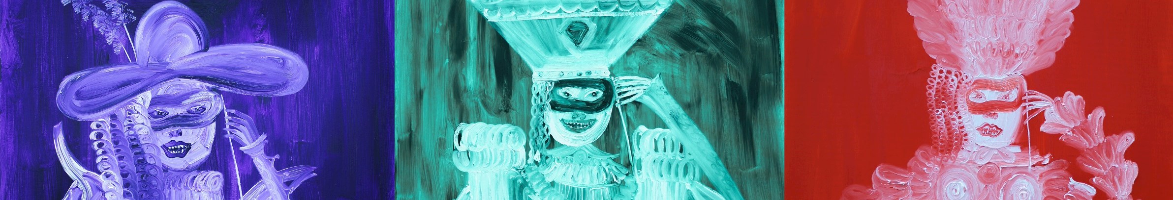 Frederik Næblerød »Masquerade« (2023). Del af serie. Foto Alice Folker Gallery. Udstilling på Gl. Holtegaard.