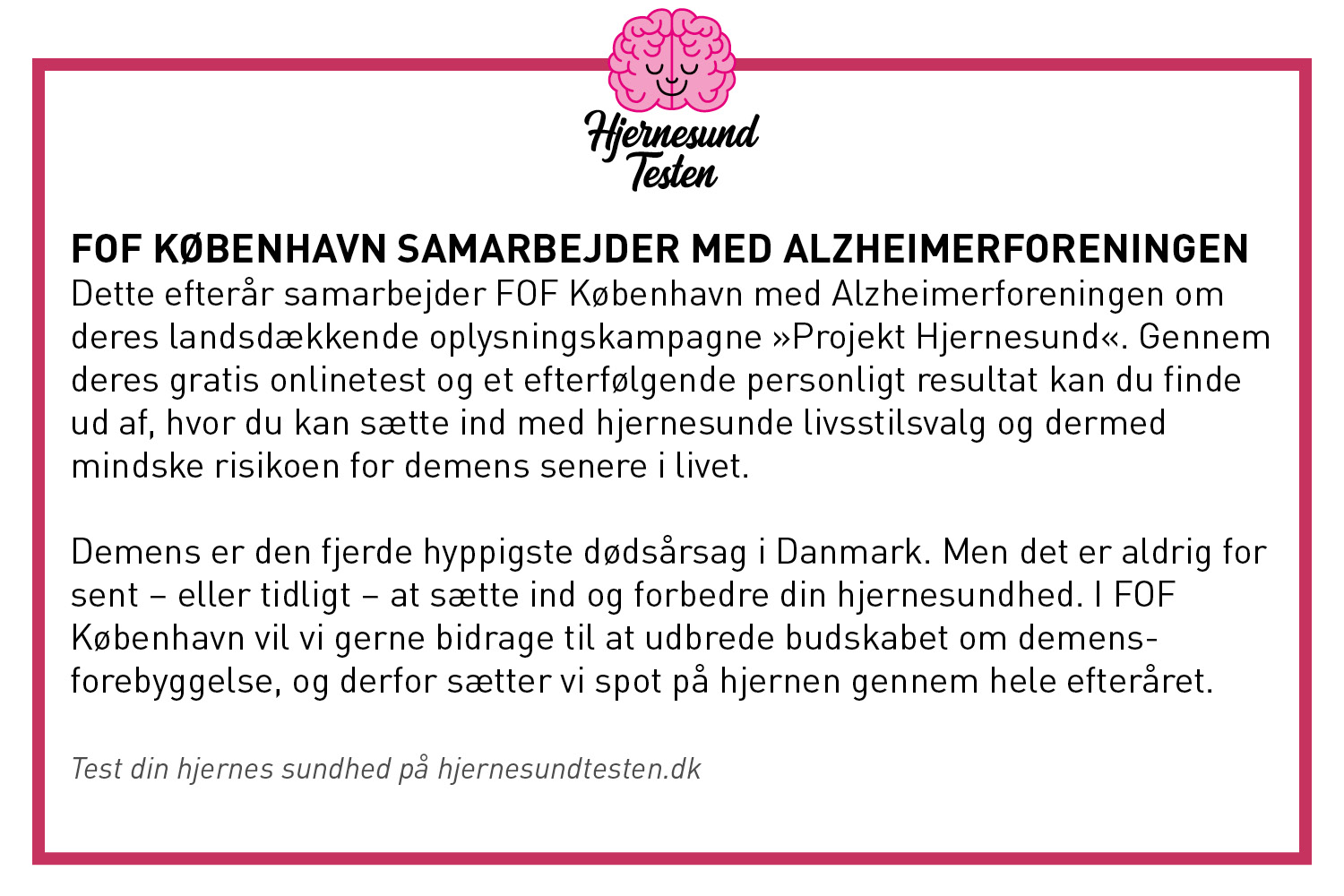 infografik om FOF Københavns samarbejde med Alzheimerforeningen