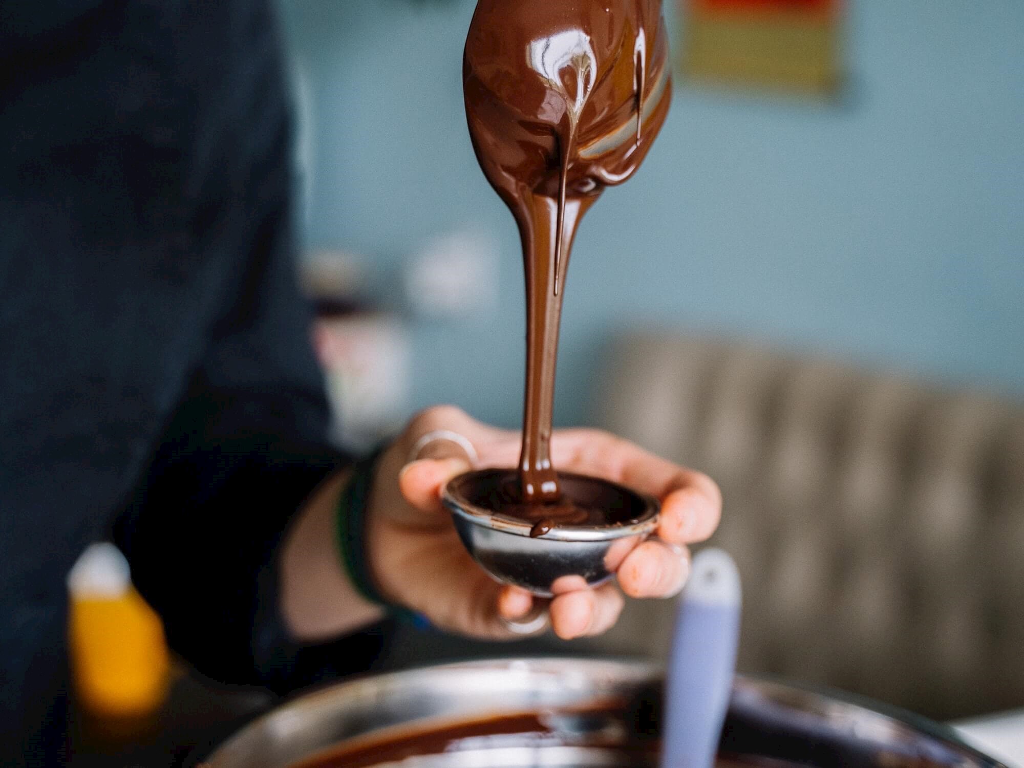 Closeup af chokoladetemperering