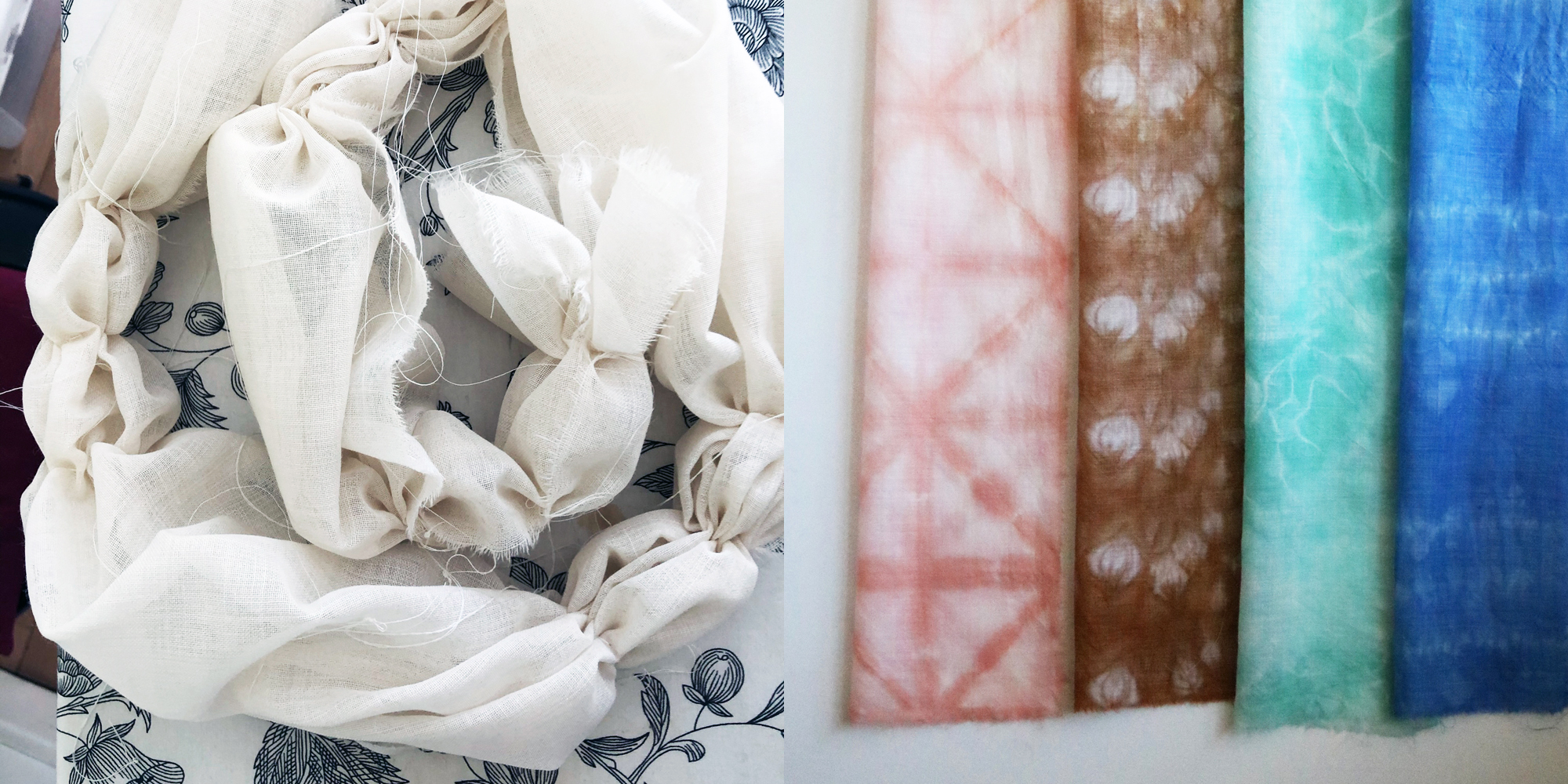 Garnfarvning af shibori tørklæder i FOF Nordsjælland