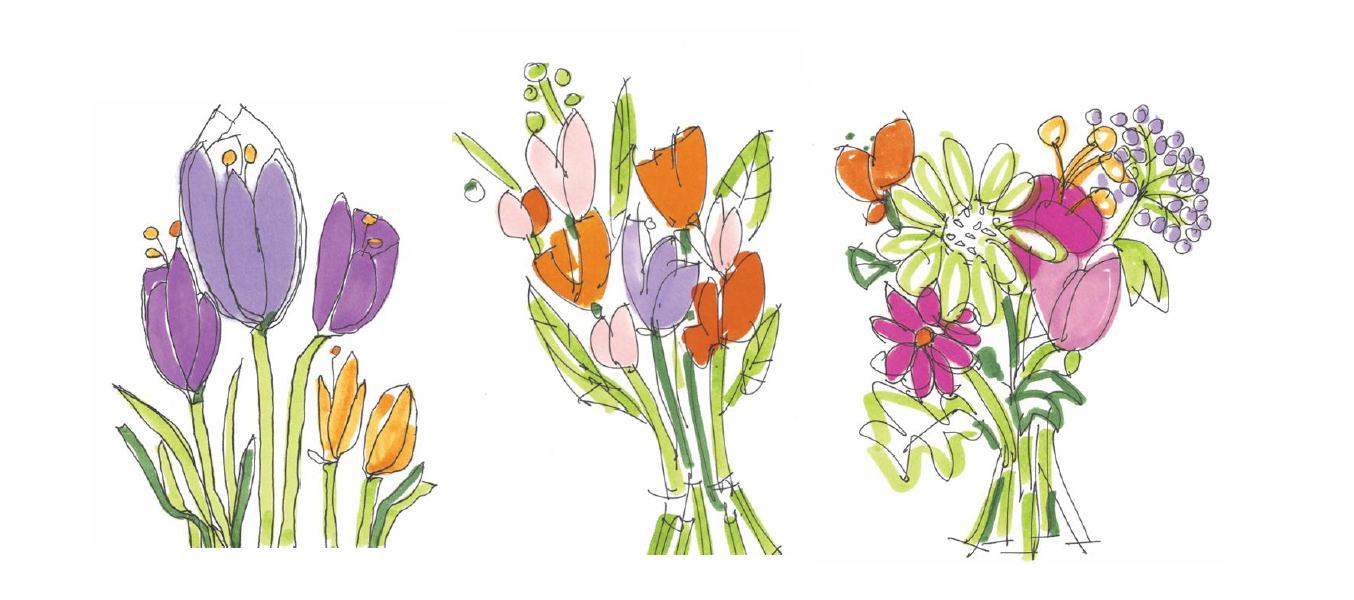 farver illustration blomster håndmalet