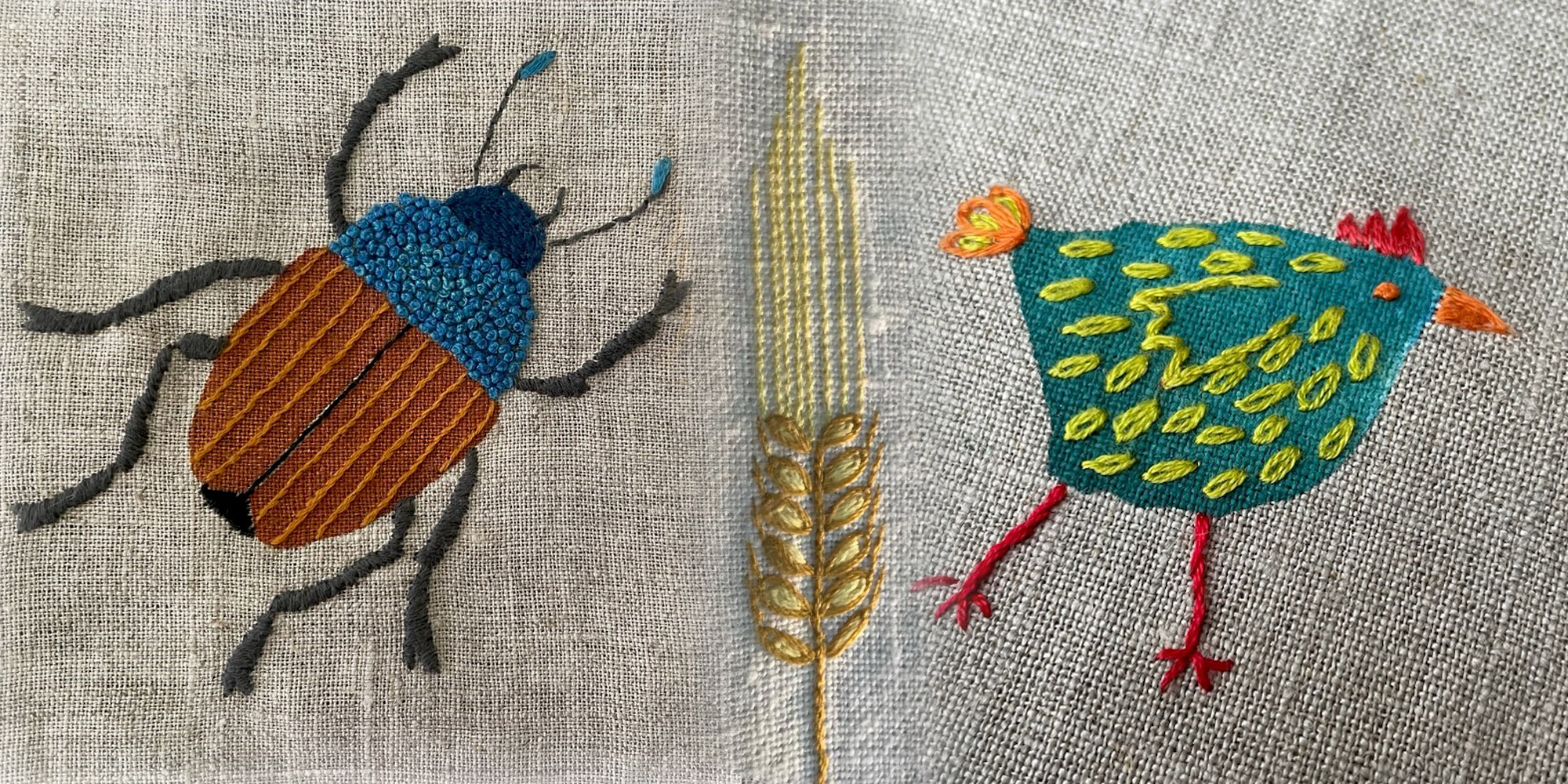 FOF Sønderjylland Begynder broderikursus Lone Bolmann broderier af dyr og korn