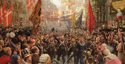 Maleri af danske tropper i 1849 ved slutningen på Treårskrigen