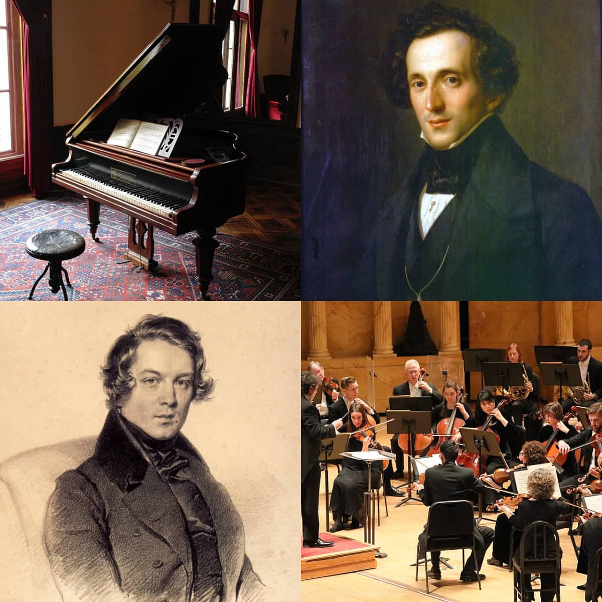 Schumann og Mendelssohn-collage