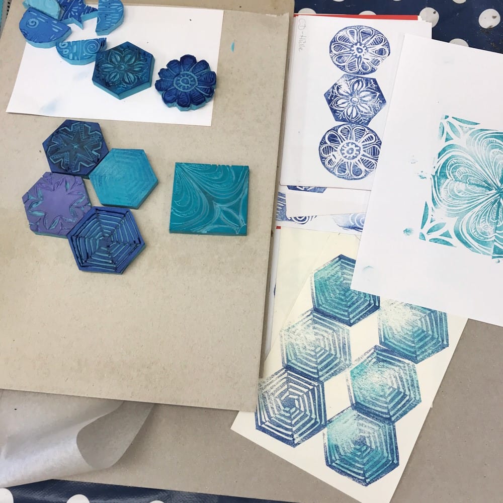 Blockprinting på stof og papir hos FOF København og Nordsjælland