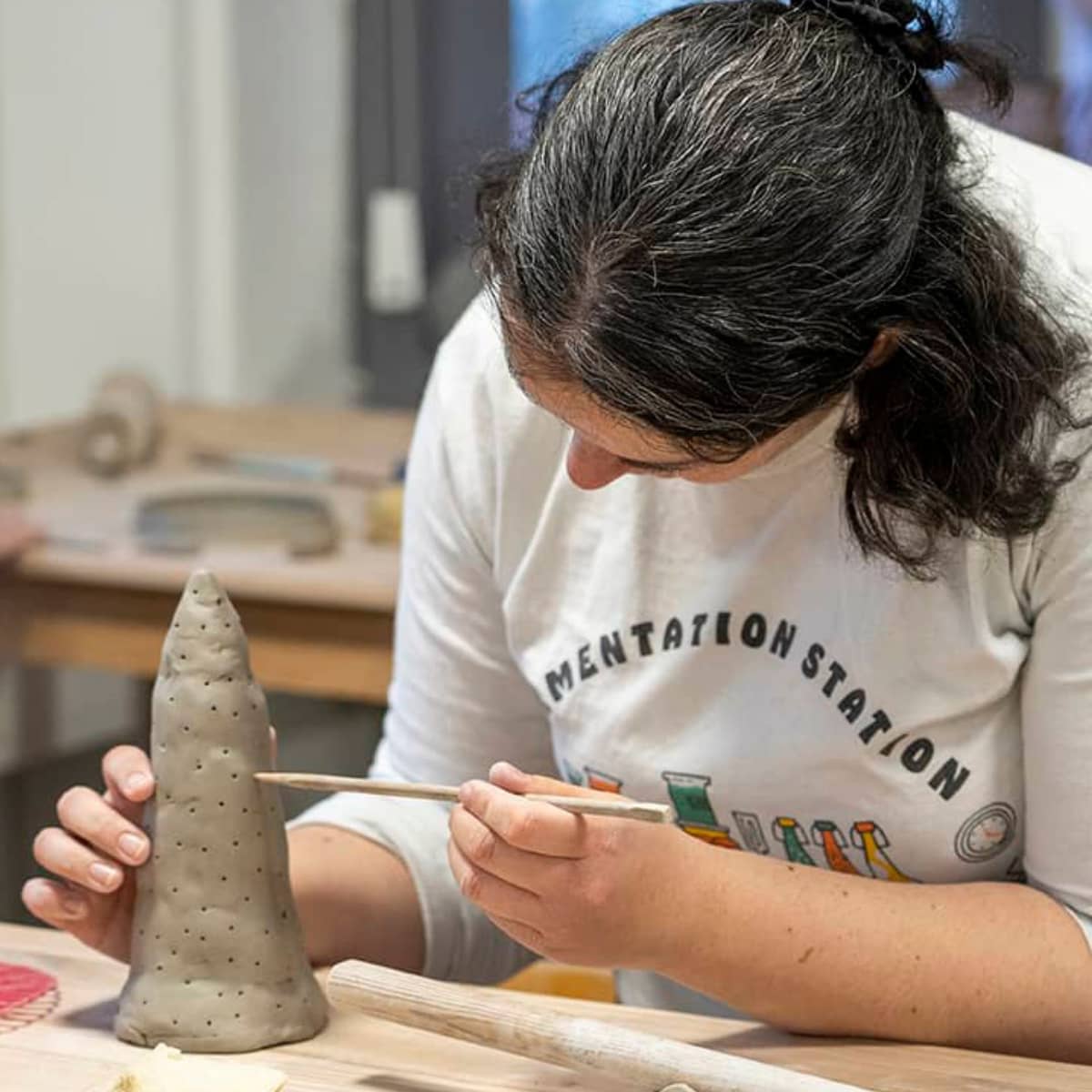 Julekeramik på keramikkursus i FOF Aarhus, ugekursus