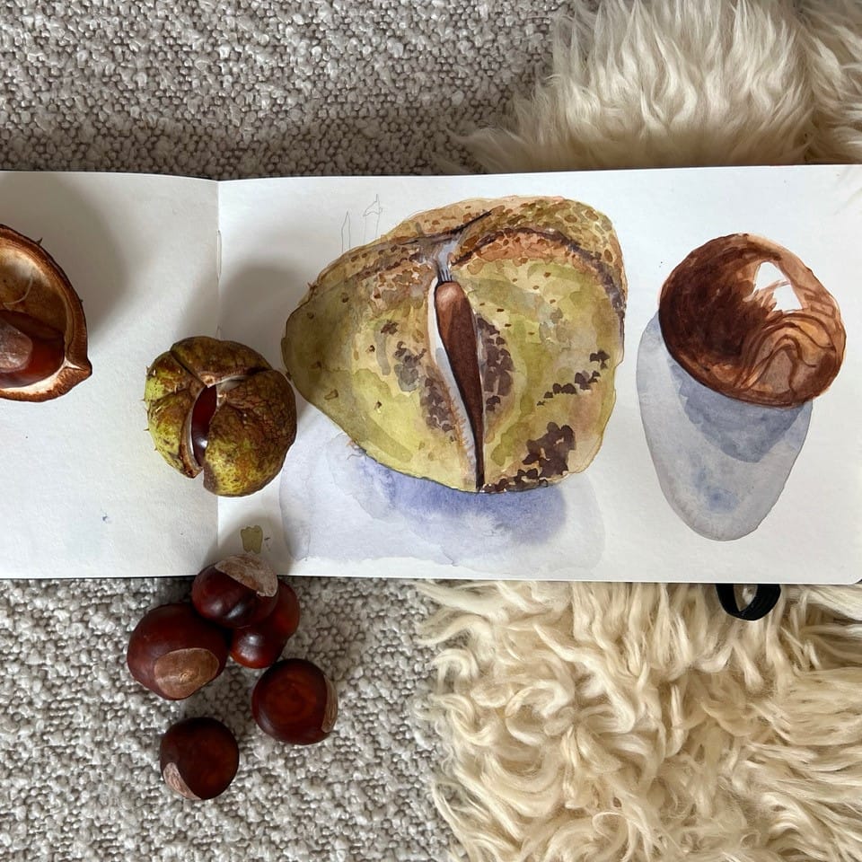 Watercolour paintings by teacher Alix Gillet-Kirt.