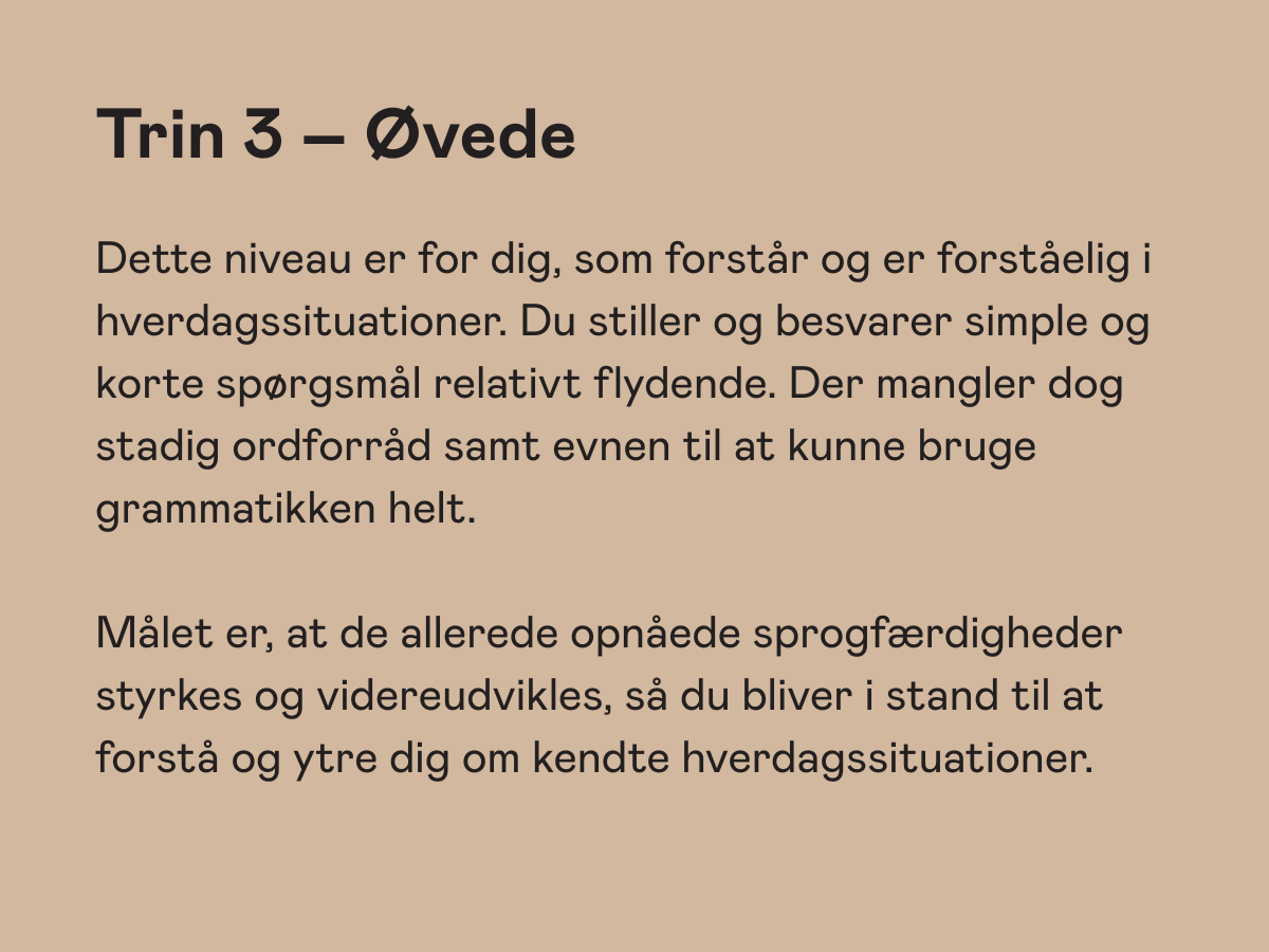 Niveaubeskrivelse for sprogundervisning hos FOF - øvede