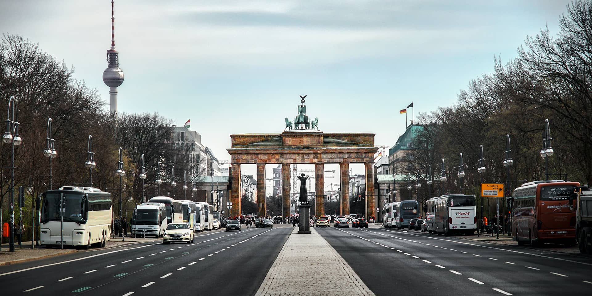 Brandenburger Tor i Berlin. Test dine tyske sprogevner. FOF Aftenskolen i Aarhus.