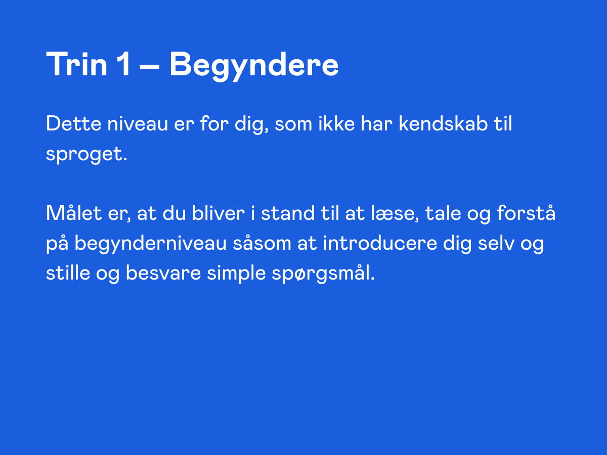 Niveaubeskrivelse for sprogundervisning hos FOF - begynder