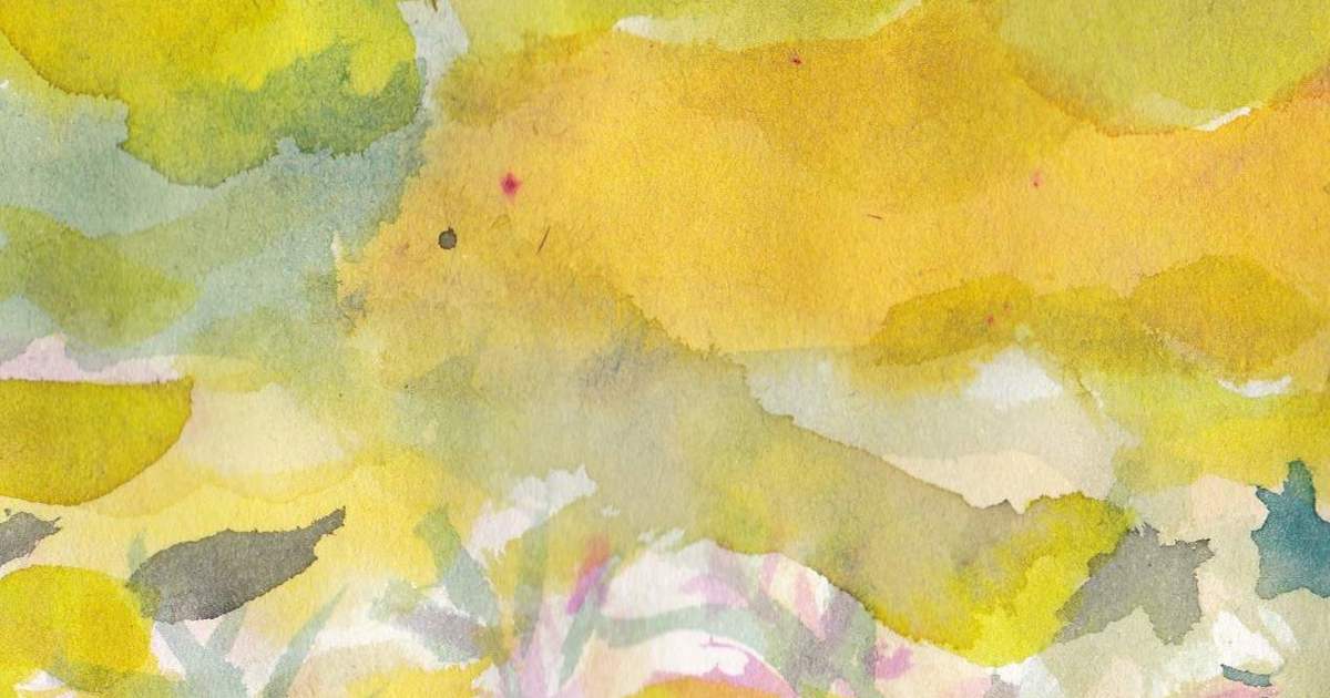 grønne- gule- orange- abstrakt akvarel