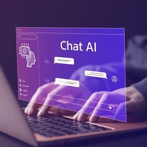 Visualisering af en AI-baseret chatfunktion på en computer.