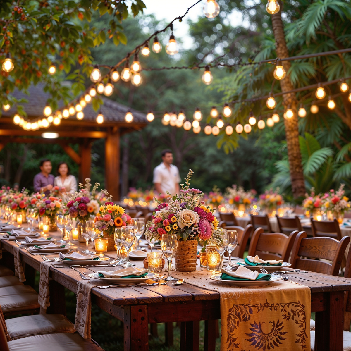 Deltagere laver farverige papirblomster og guirlander til havefest på workshop i Taastrup Medborgerhus