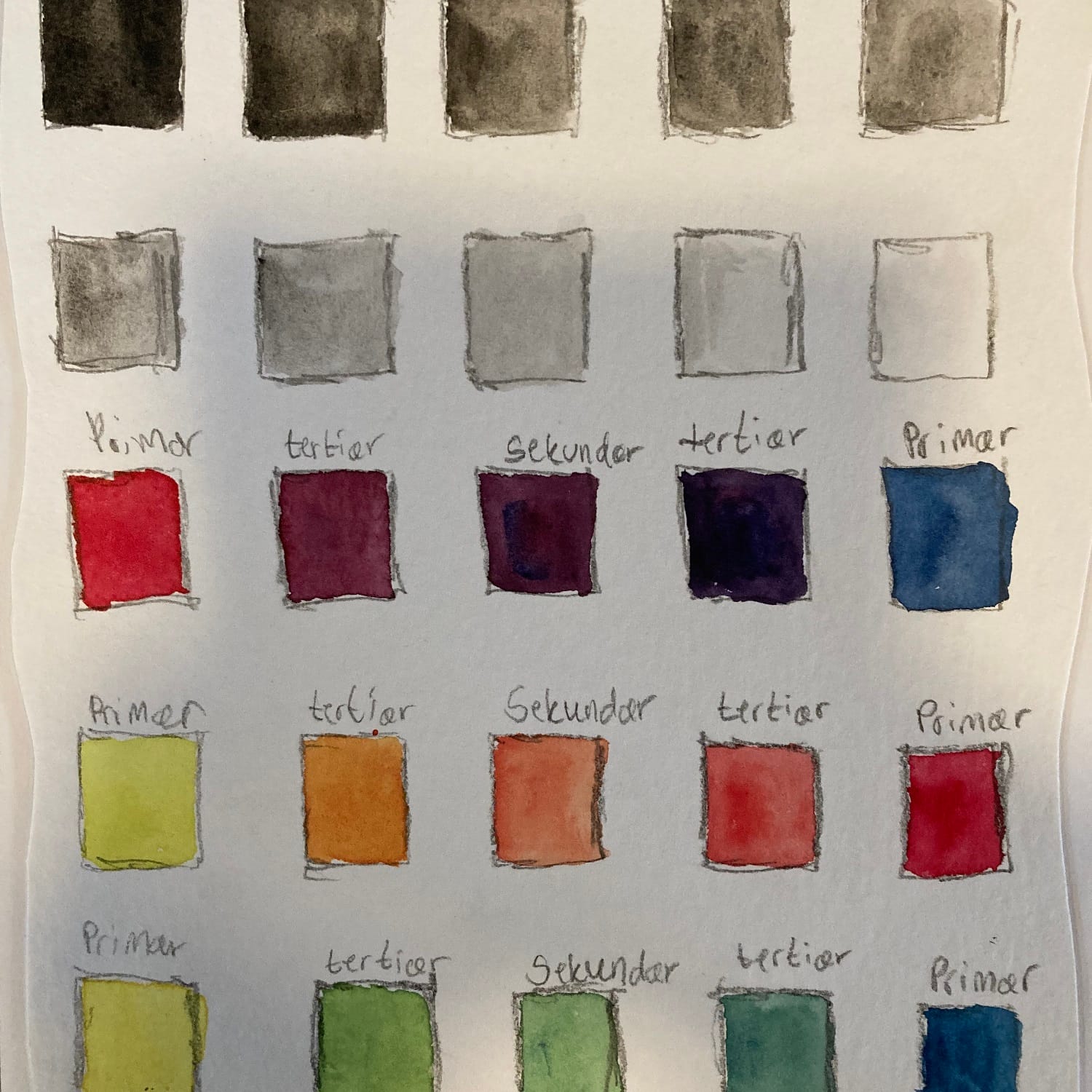 Oversigt over farve på maleworkshop hos aftenskolen