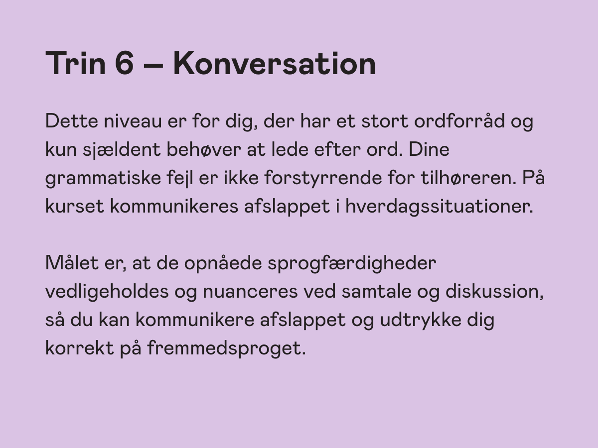Niveaubeskrivelse for sprogundervisning hos FOF - konversation