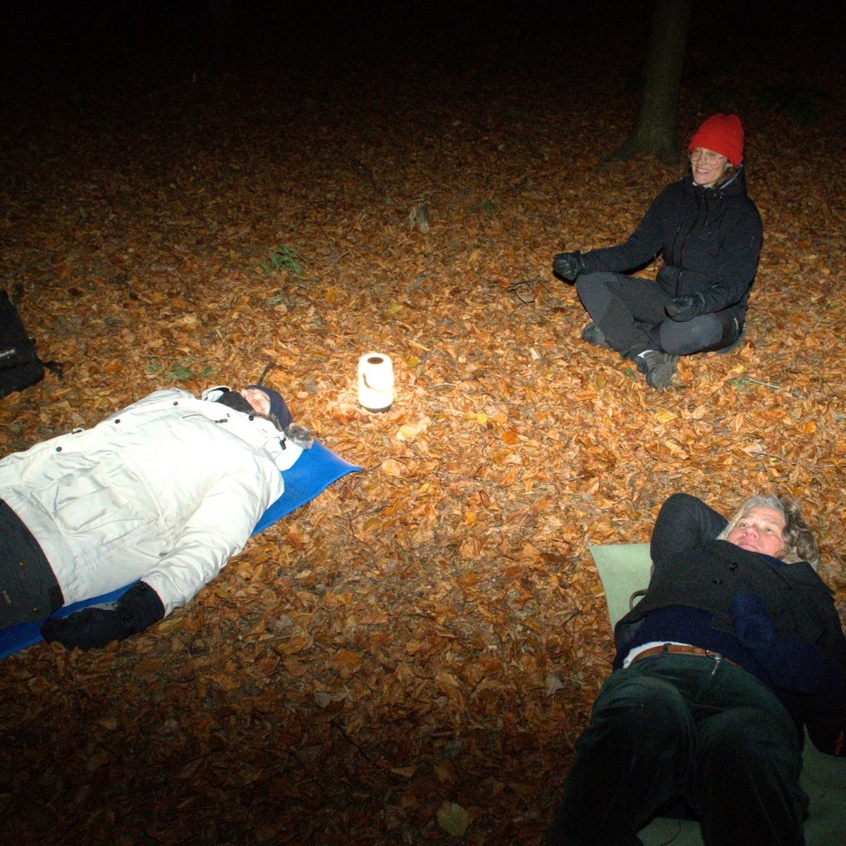 Gitte Grand Bang og kursister til skovbad.