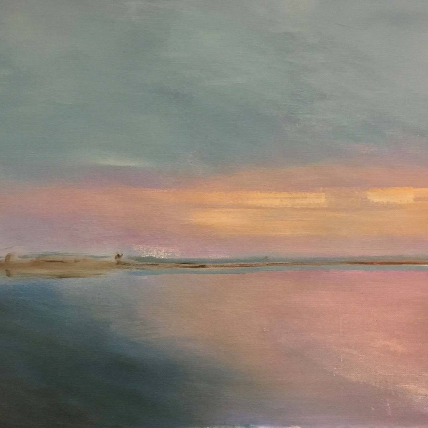 Maleri med smuk solnedgang