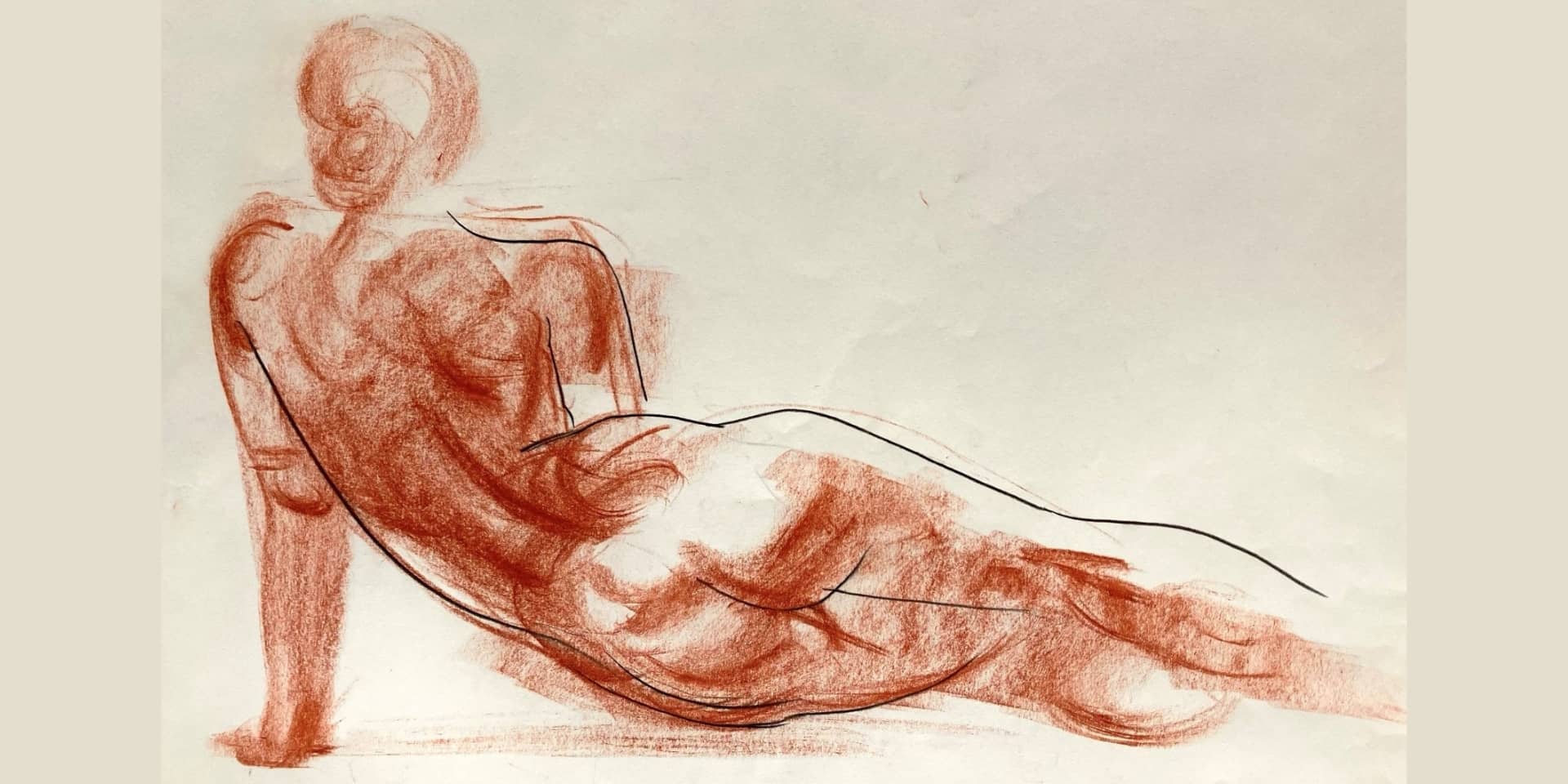 Tegnekursus, tegn som de gamle mestre, i FOF Aarhus. Hænder, der peger på et papir.