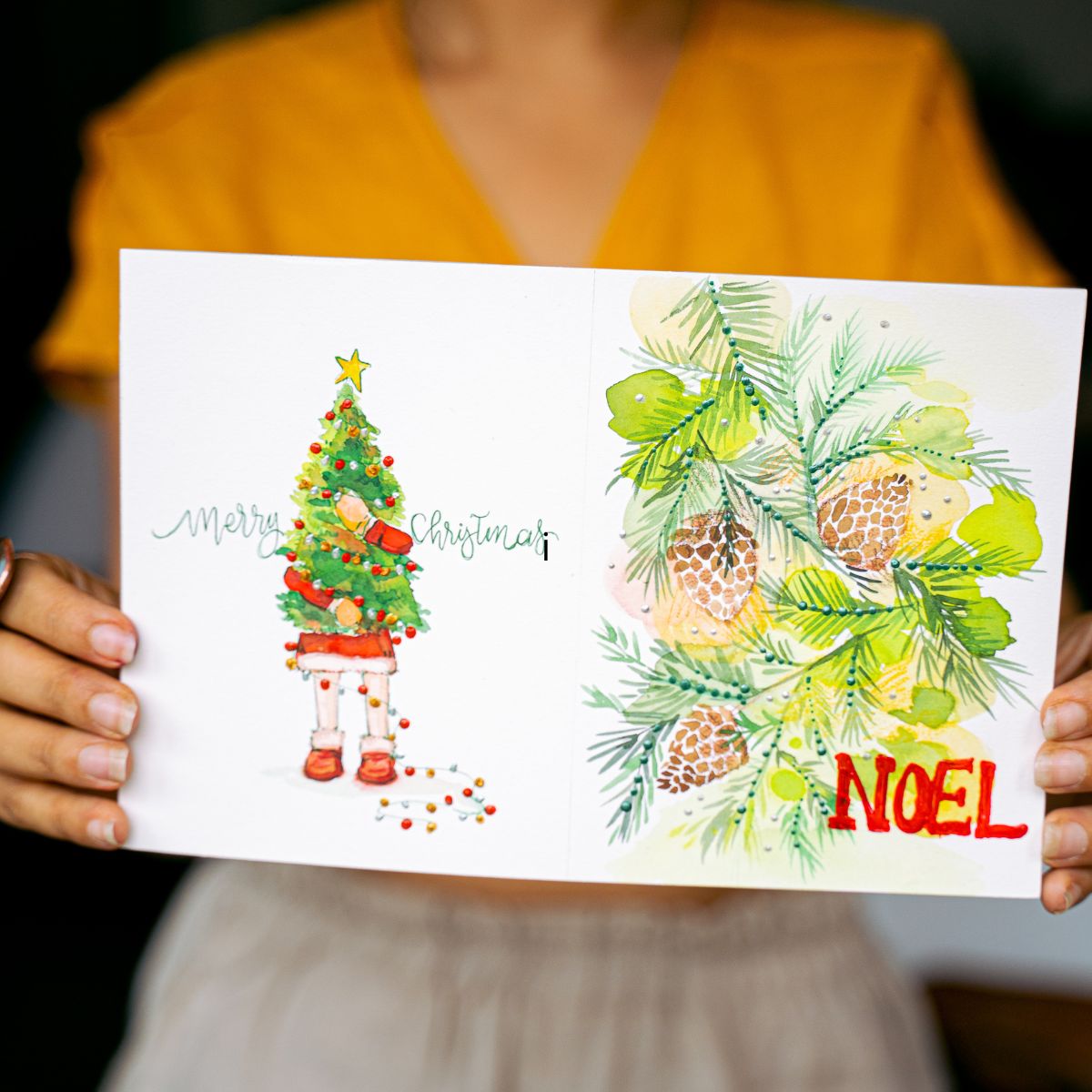 Mal dit julekort – workshop i akvarel for børn og voksne, hvor du skaber personlige julekort, som kan sendes digitalt via e-mail eller sociale medier.