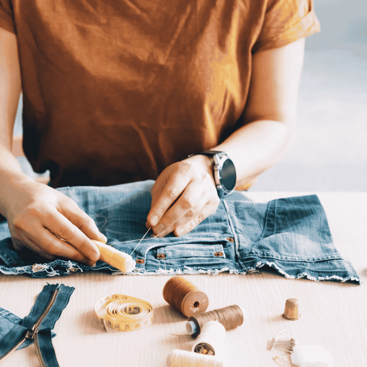 Kursist syr i genbrugsstof