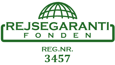 Logo til Rejsegarantifonden med FOF Sydjyllands registreringsnummer 3457